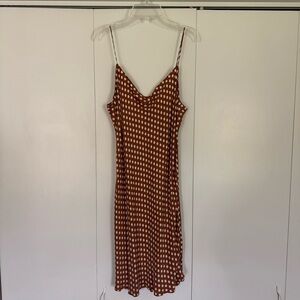 J. Crew Rust and White Polka Dot Midi Dress